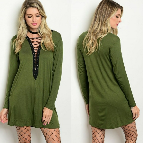 Dresses & Skirts - Olive Lace up Dress